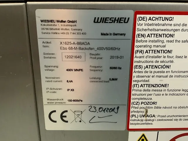 2019 wiesheu euromat 64l bakkerijoven combinatie - afbeelding 11 van  11