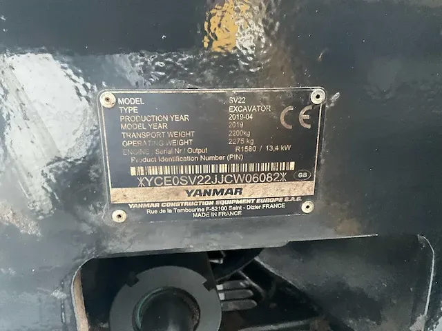 2019 yanmar sv22 minigraafmachine - afbeelding 11 van  19