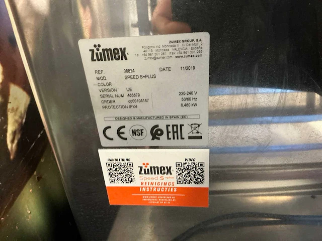 2019 zumex speed s-plus sinasappelpers - afbeelding 7 van  7