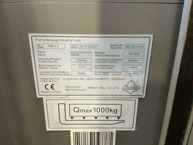 2020 ameise pse 1,0 elektrische palletwagen - afbeelding 6 van  14