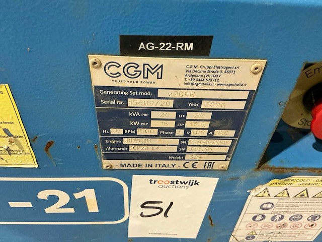 2020 cgm v20kh stroomgenerator - afbeelding 9 van  9