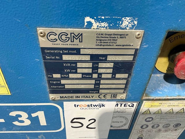 2020 cgm v20kh stroomgenerator - afbeelding 8 van  8