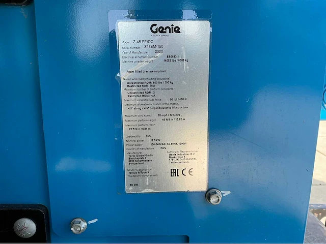 2020 genie z-45 fe/dc hoogwerker - afbeelding 6 van  25