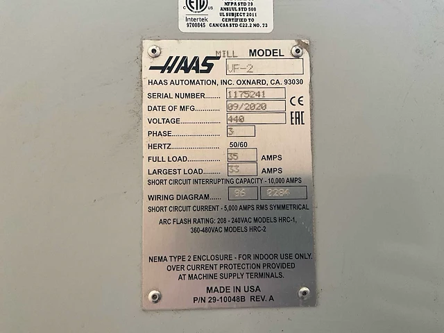 2020 haas vf-2 cnc verticaal bewerkingscentrum - afbeelding 5 van  47