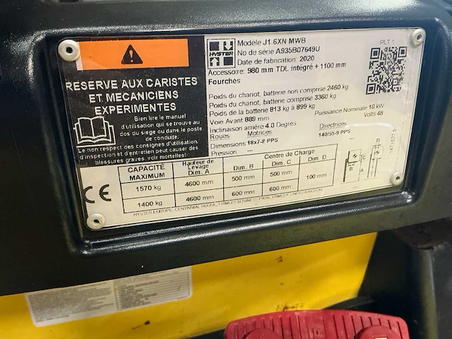 2020 hyster 1,6 vorkheftruck - afbeelding 11 van  19