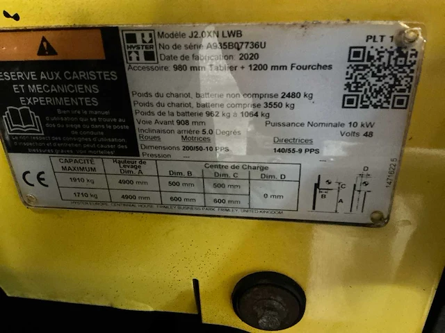 2020 hyster 2.0 vorkheftruck - afbeelding 3 van  12