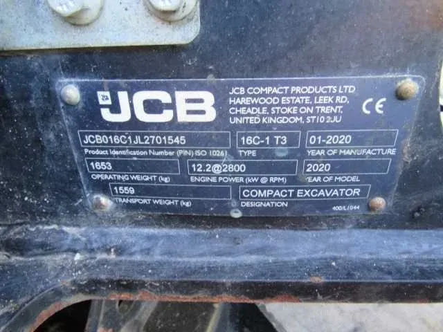 2020 jcb 16c-1 minigraafmachine - afbeelding 13 van  13