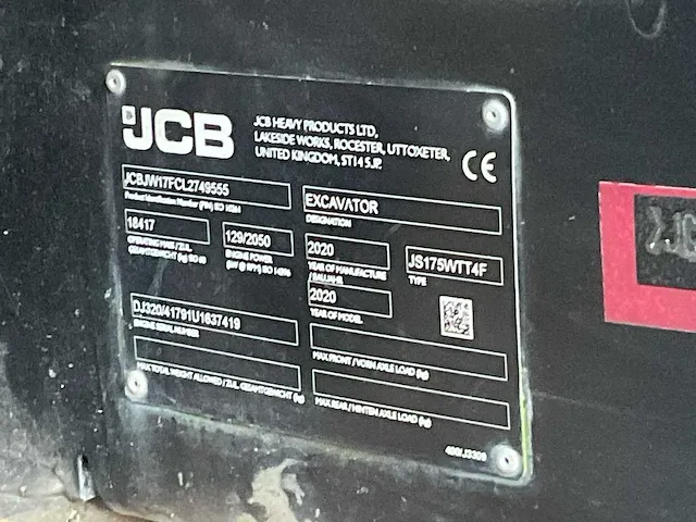 2020 jcb js 175 w+, stage 4, banden graafmachine, (tkf-73-z) - afbeelding 31 van  37