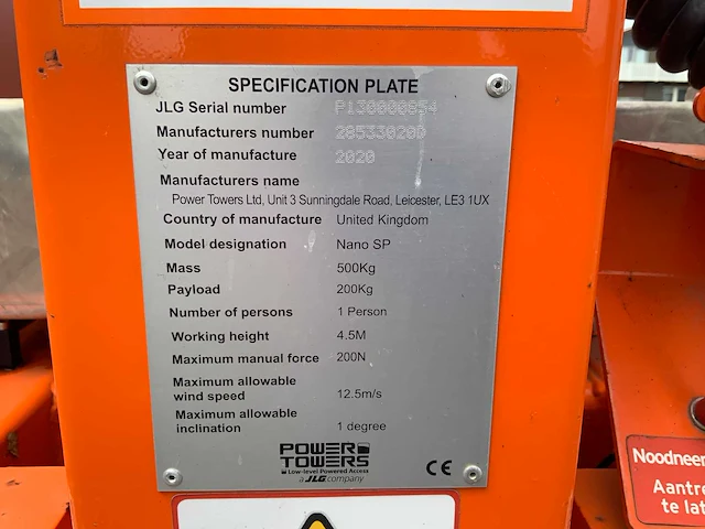 2020 jlg power tower nano sp hoogwerker - afbeelding 4 van  12