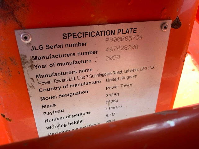 2020 jlg power towers personenlift - afbeelding 9 van  9