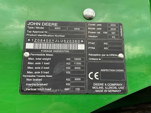 2020 john deere 8400i veldhakselaar - afbeelding 27 van  38