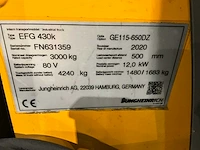 2020 jungheinrich efg 430k 3000kg vorkheftruck - afbeelding 14 van  21