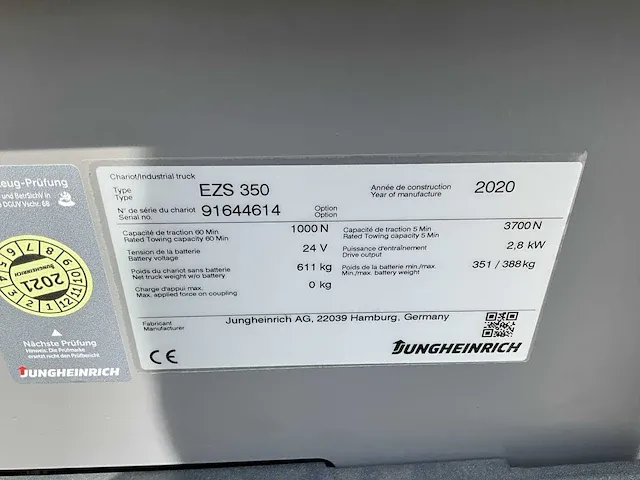 2020 jungheinrich ezs 350 industriële trekker met trein aanhangers - afbeelding 18 van  53
