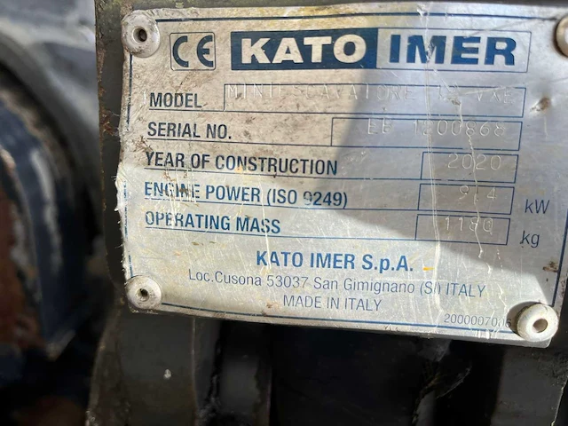 2020 kato imer 12 vxe minigraafmachine - afbeelding 2 van  10