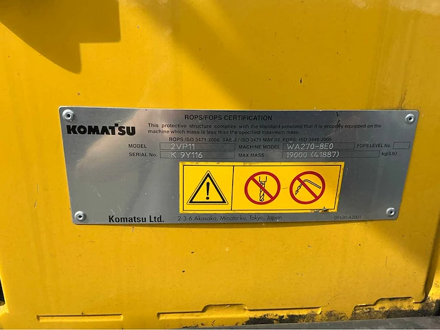 2020 komatsu wa270-8eo shovel - afbeelding 16 van  47