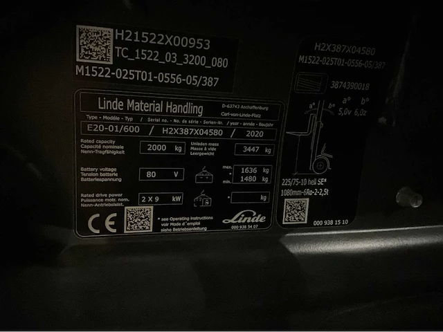 2020 linde e20-01/600 2000kg lepelversteller bomvolle vorkheftruck - afbeelding 17 van  24