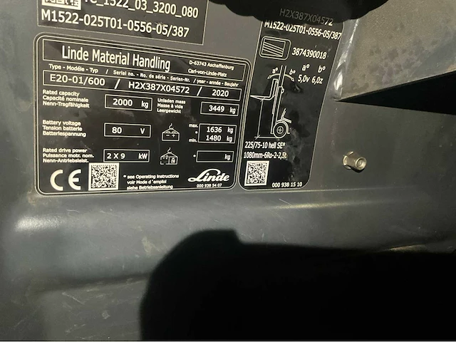 2020 linde e20-01/600 2000kg lepelversteller bomvolle vorkheftruck - afbeelding 18 van  25