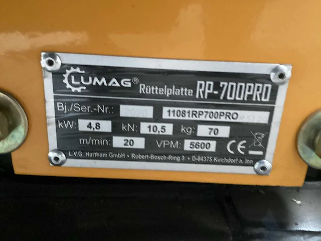 2020 lumag rp-700pro trilplaat - afbeelding 7 van  7