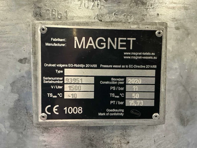 2020 magnet drukvat 1500ltr. hogedrukcompressor - afbeelding 9 van  9