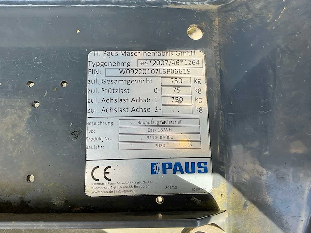 2020 paus easy 18 wh ladderlift - afbeelding 4 van  19