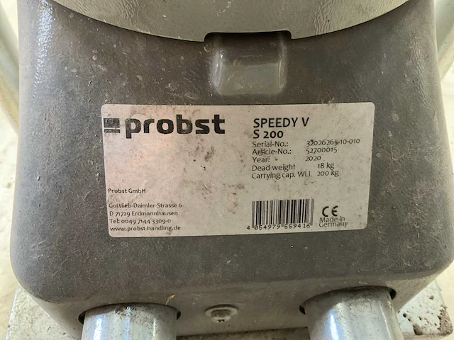 2020 probst speedy v s200 vacuümheffer - afbeelding 2 van  10