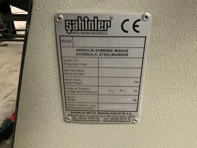 2020 sahinler hkm-65v pons- en knipmachine - afbeelding 11 van  14