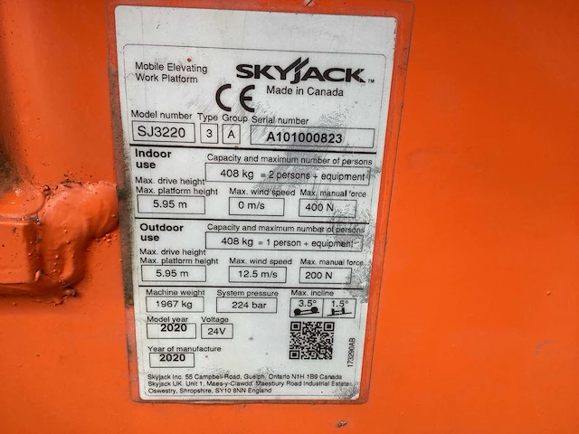 2020 skyjack sjiii 3220 hoogwerker - afbeelding 8 van  10