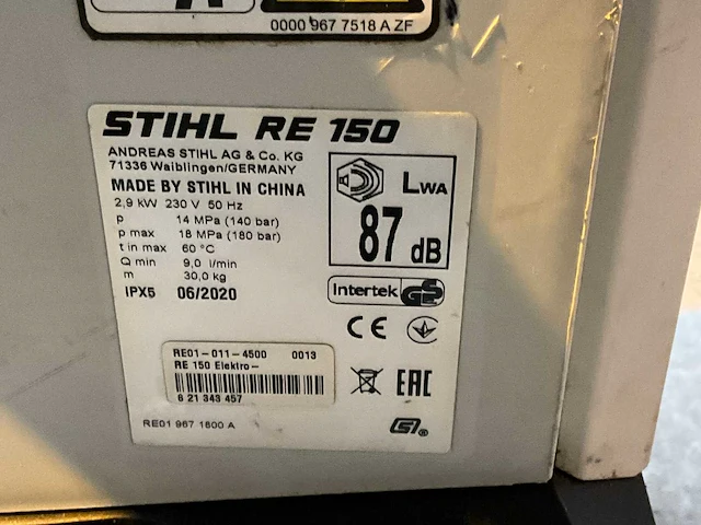 2020 stihl re 150 hogedrukreiniger - afbeelding 4 van  4