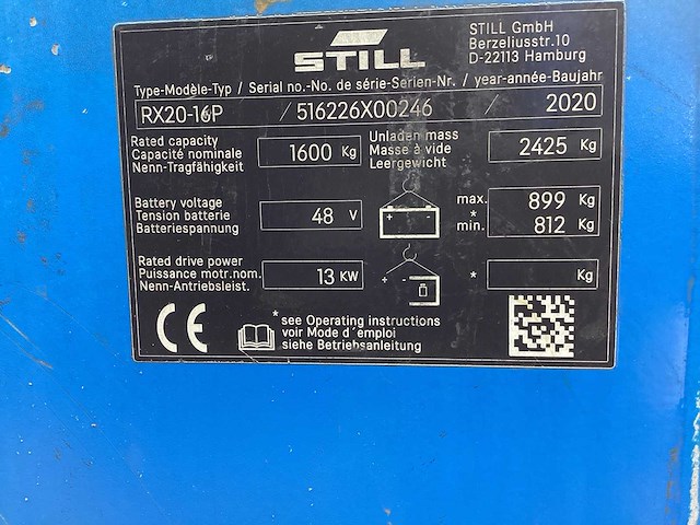 2020 still rx20-16p vorkheftruck - afbeelding 11 van  11