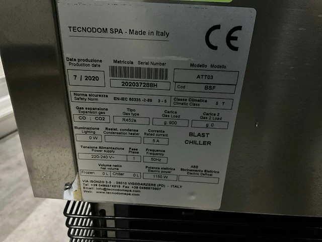2020 tecnodom att03 blastchiller - afbeelding 7 van  7