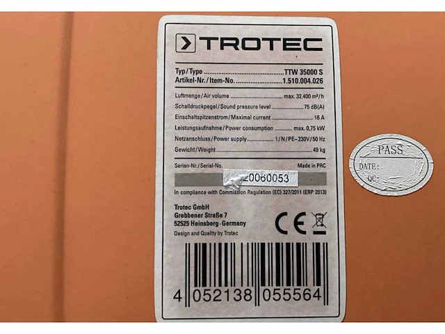 2020 trotec ttw 35000s industrie ventilator / afzuiging - afbeelding 5 van  5