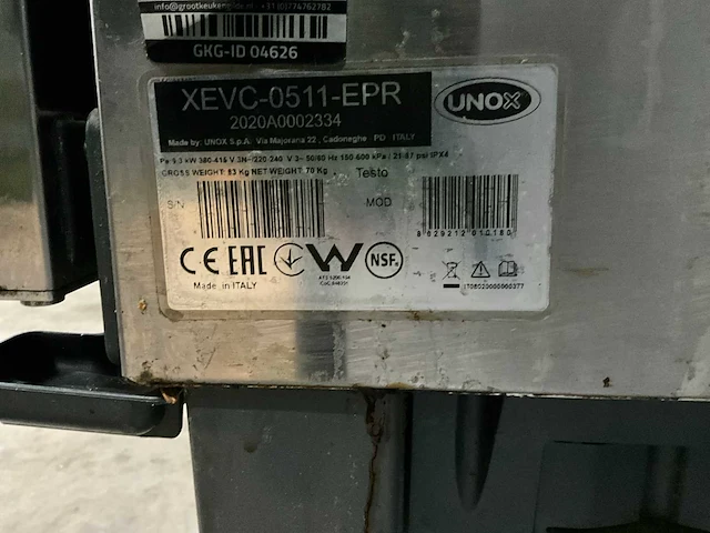 2020 unox xevc-0511-epr dubbele combisteamer - afbeelding 2 van  10