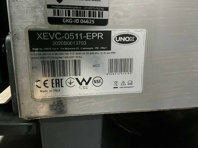 2020 unox xevc-0511-epr dubbele combisteamer - afbeelding 10 van  10