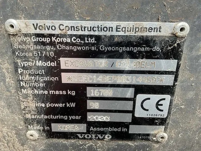 2020 volvo ec140elm rupsgraafmachine - afbeelding 27 van  33