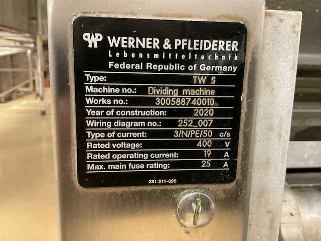 2020 werner & pfleiderer tewimat tws 8 deegverdeelmachine (combi b) - afbeelding 15 van  22