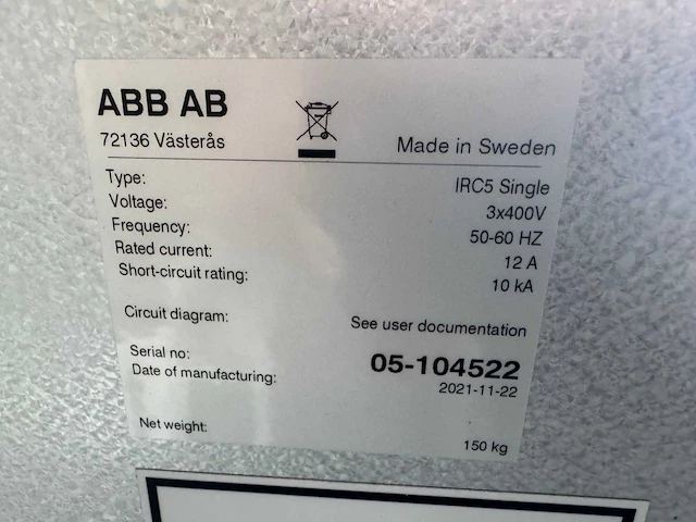 2021 abb irc5 single verpakkingsrobot - afbeelding 26 van  32
