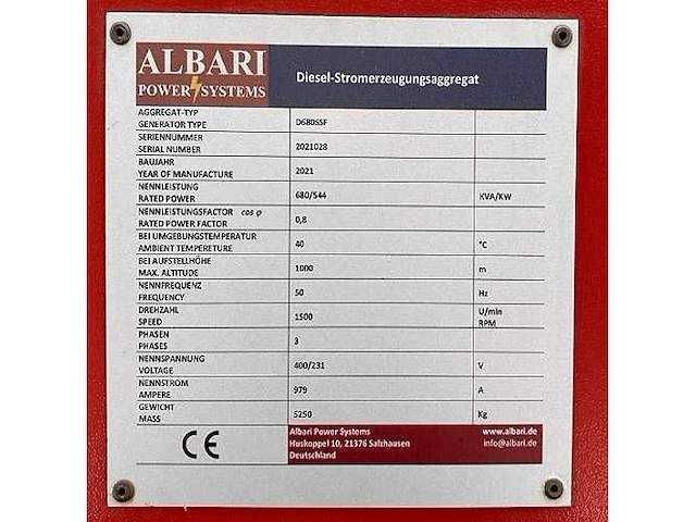 2021 albari d680sf noodstroom aggregaat - afbeelding 4 van  13