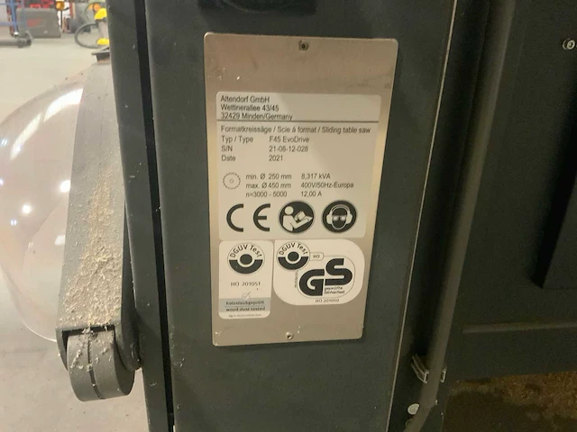 2021 altendorf f45 evodrive formaatcirkelzaagmachine - afbeelding 3 van  24