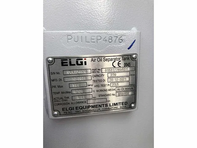 2021 elgi eg90v-11-p air compressor - afbeelding 7 van  21