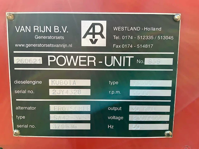 2021 europower/kubota epsr34tde stage 3a noodstroomaggregaat - afbeelding 9 van  17
