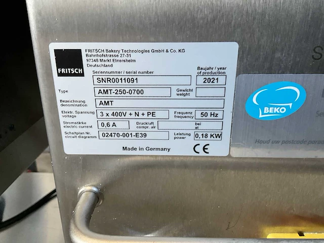 2021 fritsch amt-250-0700 gebaktafel - afbeelding 7 van  7