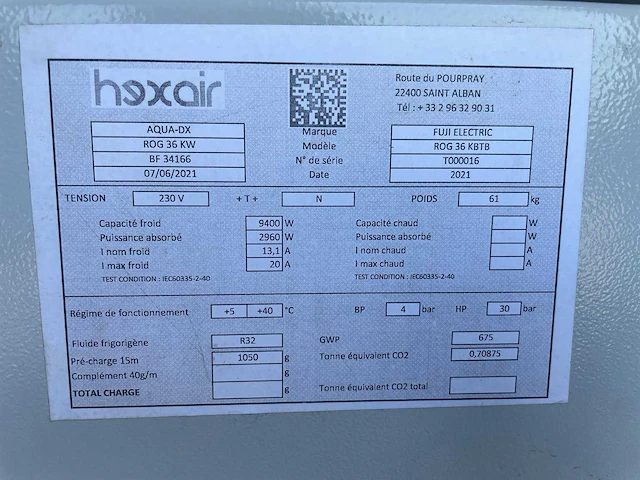 2021 hexair aqua dx watergekoelde airco op frame - afbeelding 3 van  11