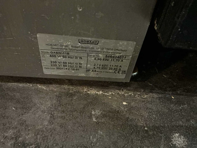 2021 hobarth gxsw-11b korvenvaatwasmachine - afbeelding 4 van  6