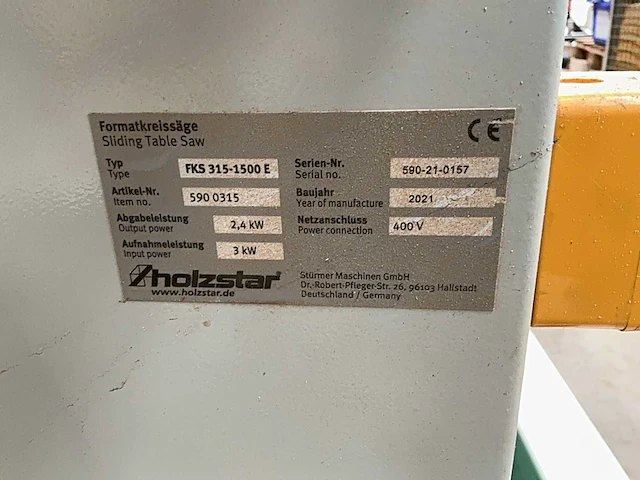 2021 holzstar fks 315-1500 e formaatcirkelzaagmachine - afbeelding 10 van  10