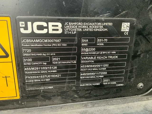 2021 jcb 531-70 verreiker 449hr - afbeelding 13 van  48