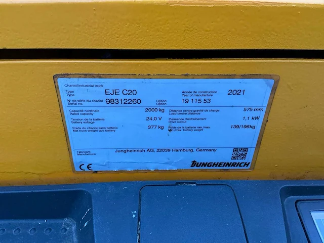 2021 jungheinrich eje c20 elektrische palletwagen - afbeelding 2 van  16