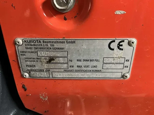 2021 kubota - kx016-4 - minigraafmachine - afbeelding 29 van  40