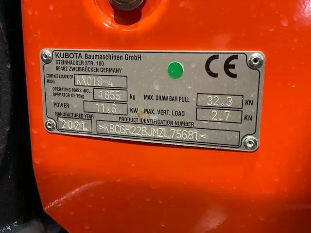 2021 kubota kx019-4 mini rupsgraafmachine - afbeelding 6 van  26