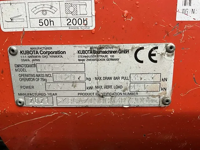 2021 kubota u10-3 ergo control minigraafmachine - afbeelding 29 van  35