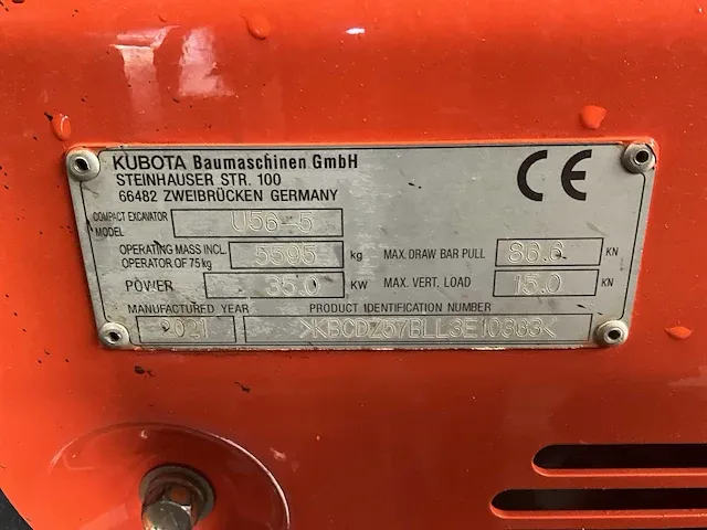 2021 kubota u56-5 minigraafmachine - afbeelding 39 van  44